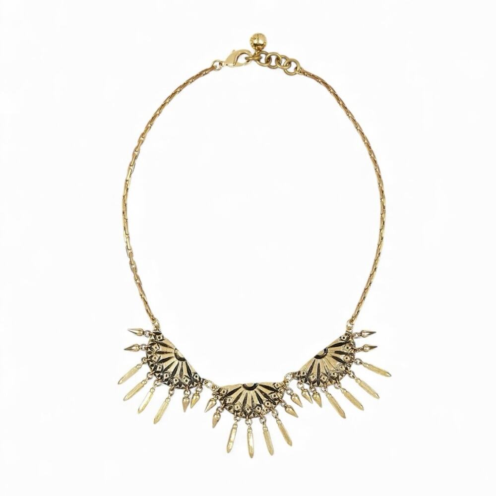 Lulu Frost Letizia Necklace Vintage Designer Jewelry Antiqued Gold Retro Rare